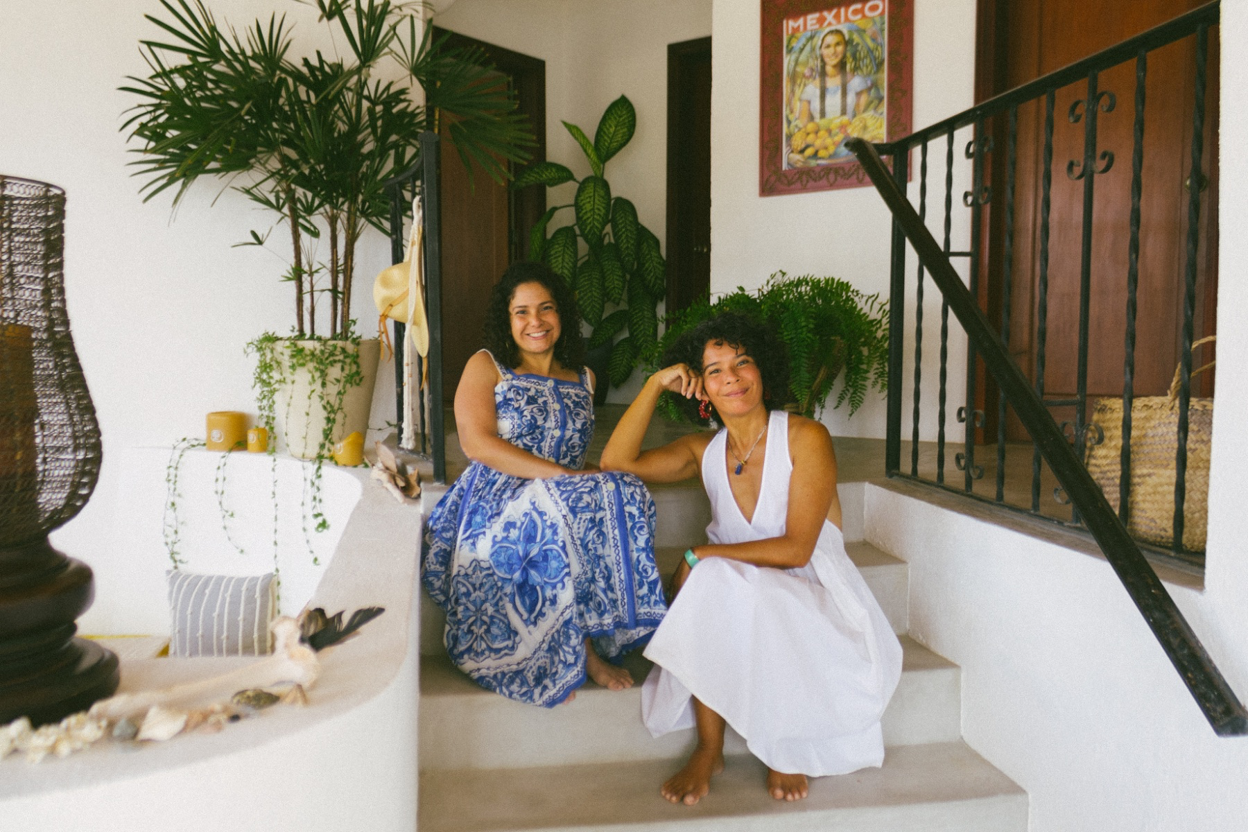 Jackie and Gladys, at home, sunlit
